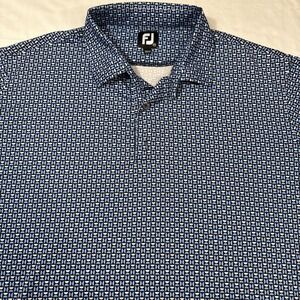 SHIRT GOLF POLO FootJoy MENS 2XL  Blue Gray GEOMETRIC PRINT Casual Outdoor